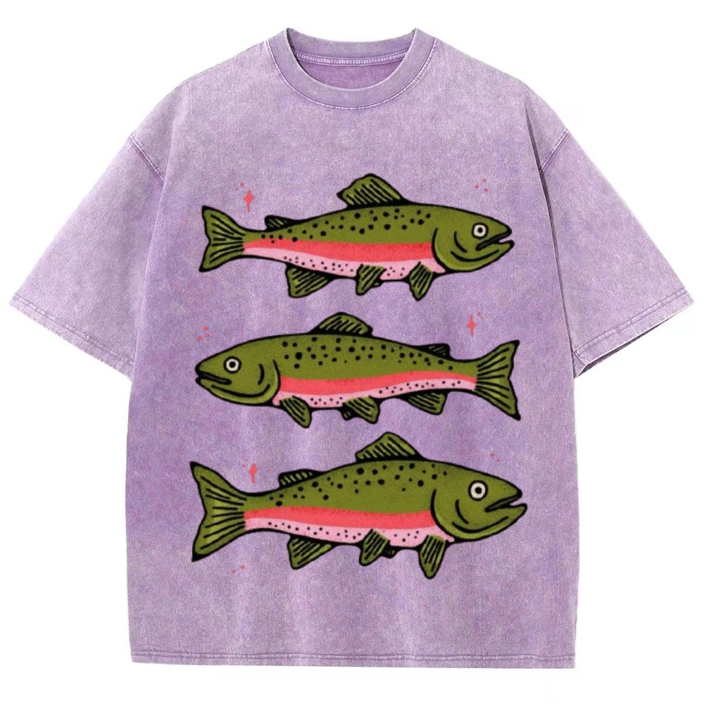 Three Trout Unisex Vintage Washed Tee