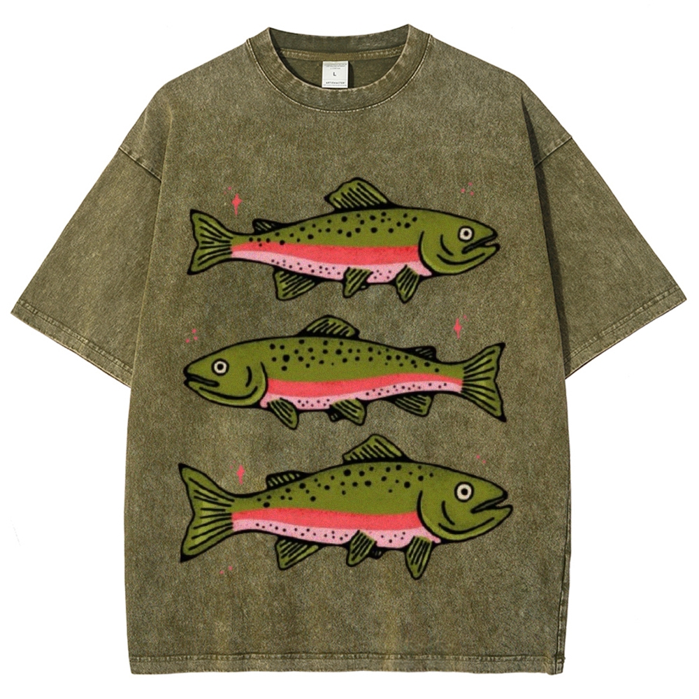 Three Trout Unisex Vintage Washed Tee