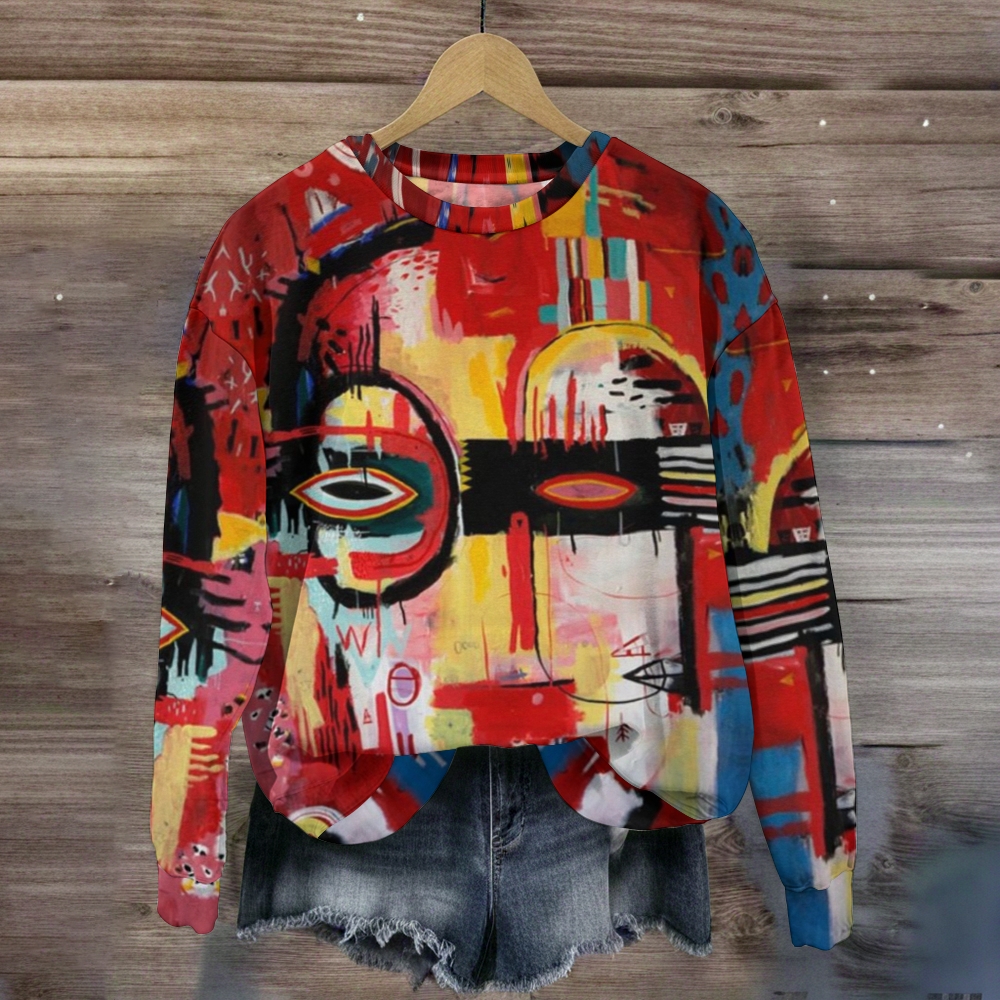 Women's Geometric Eye Graffiti Print Casual Sweatshirt