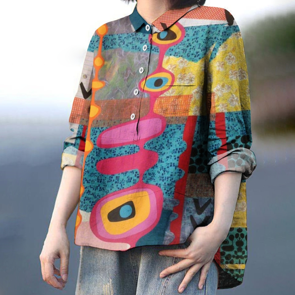Women's Abstract Art Printed Casual Shirt