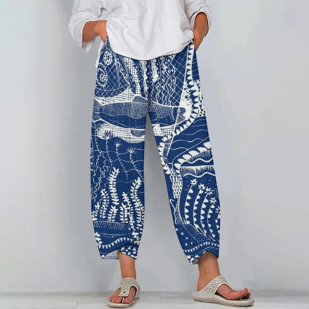Women's Casual Japanese Fish Pattern Printed Pants