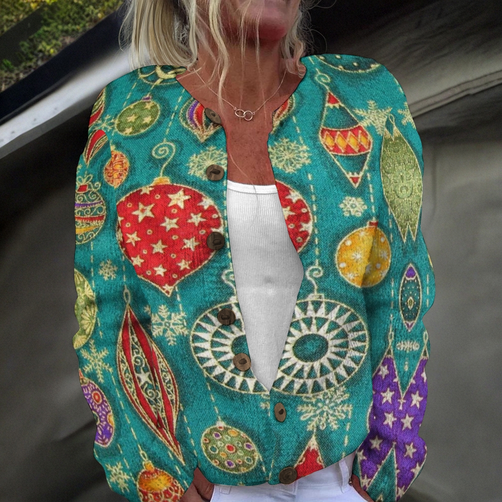 Women's Christmas Printed Casual Cardigan Sweater