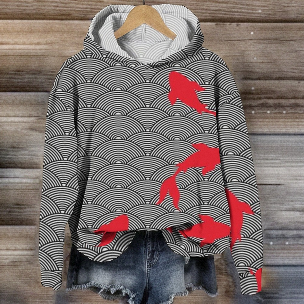 Women's Casual Japanese Fish PatternPrinted Pants