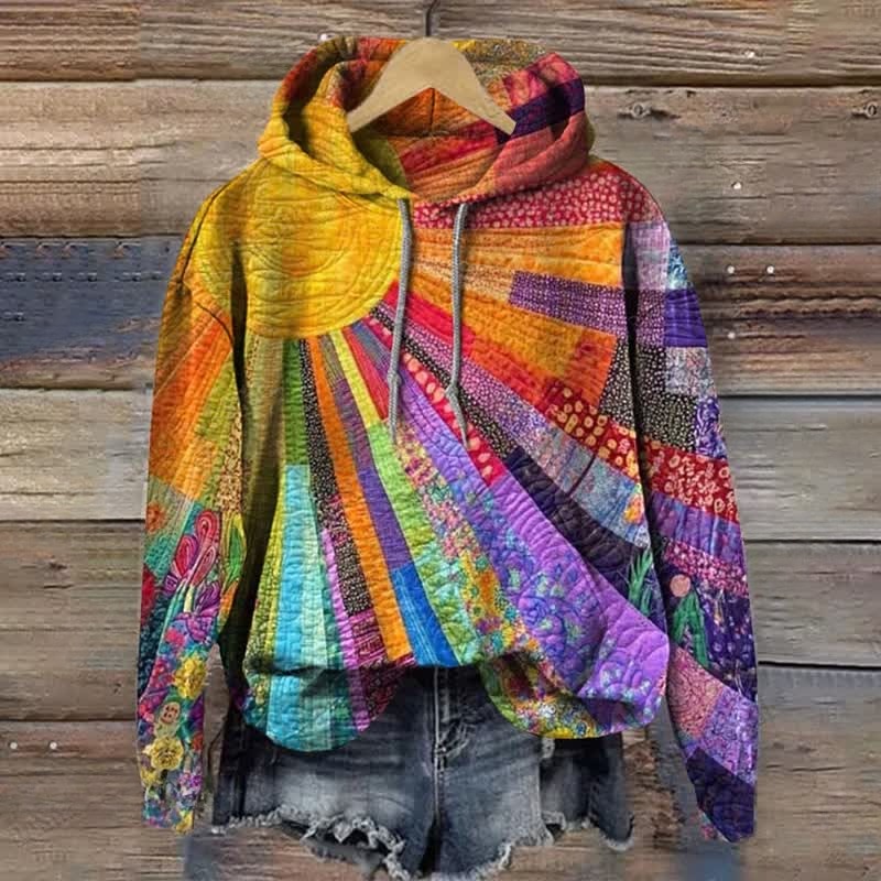 Colorful Sun Collage Abstract Art Print Long Sleeve Hoodie