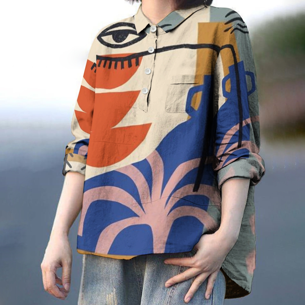 Women's Art Printed Casual Long Sleeve Shirt