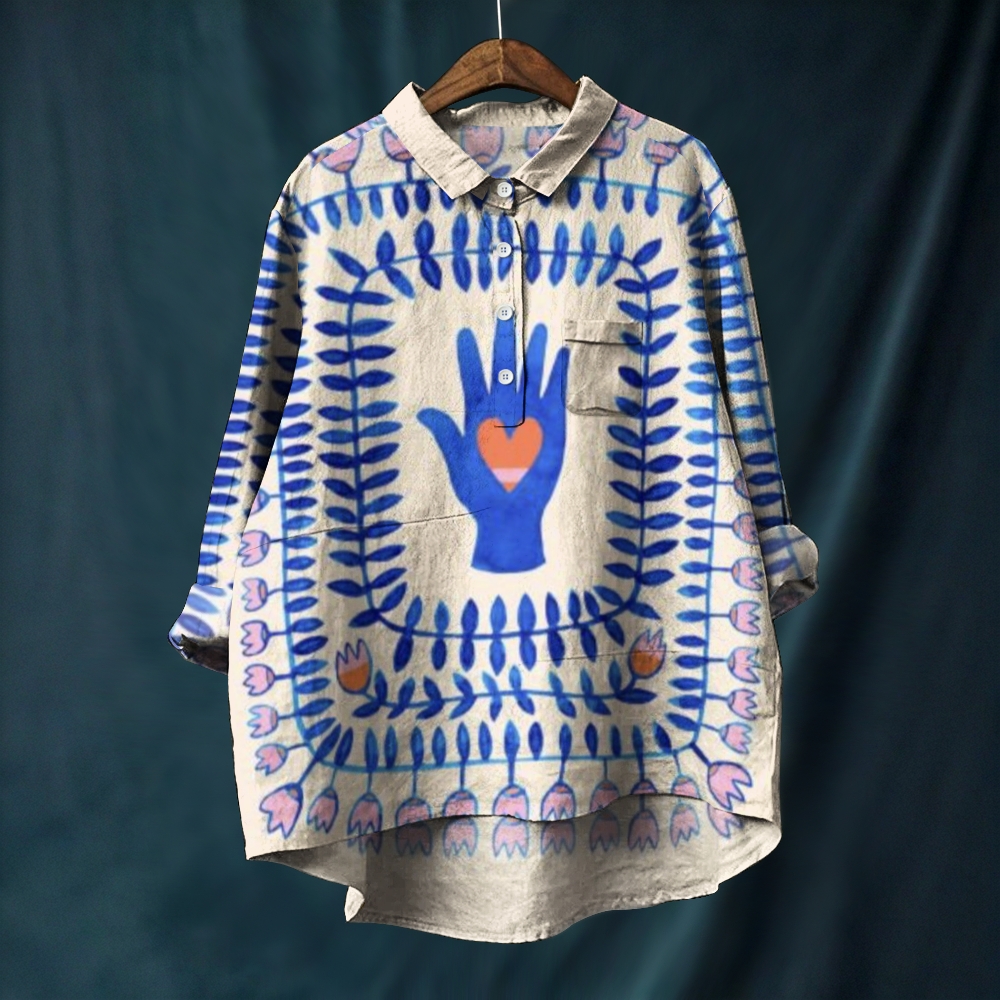 Women's Art Printed Casual Long Sleeve Shirt