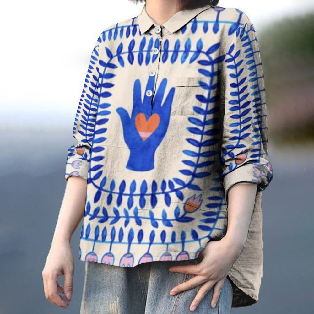 Women's Art Printed Casual Long Sleeve Shirt