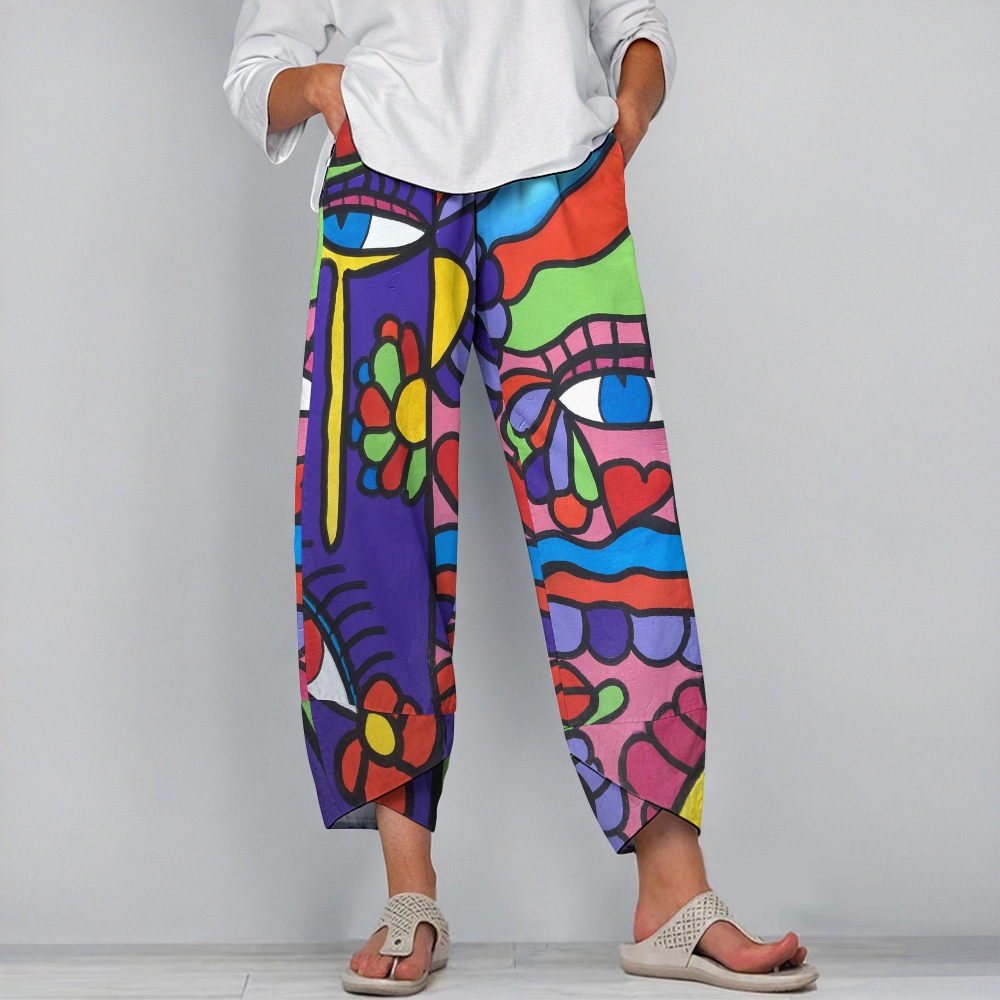 Women's Casual Abstract Art Eyes Printed Pants