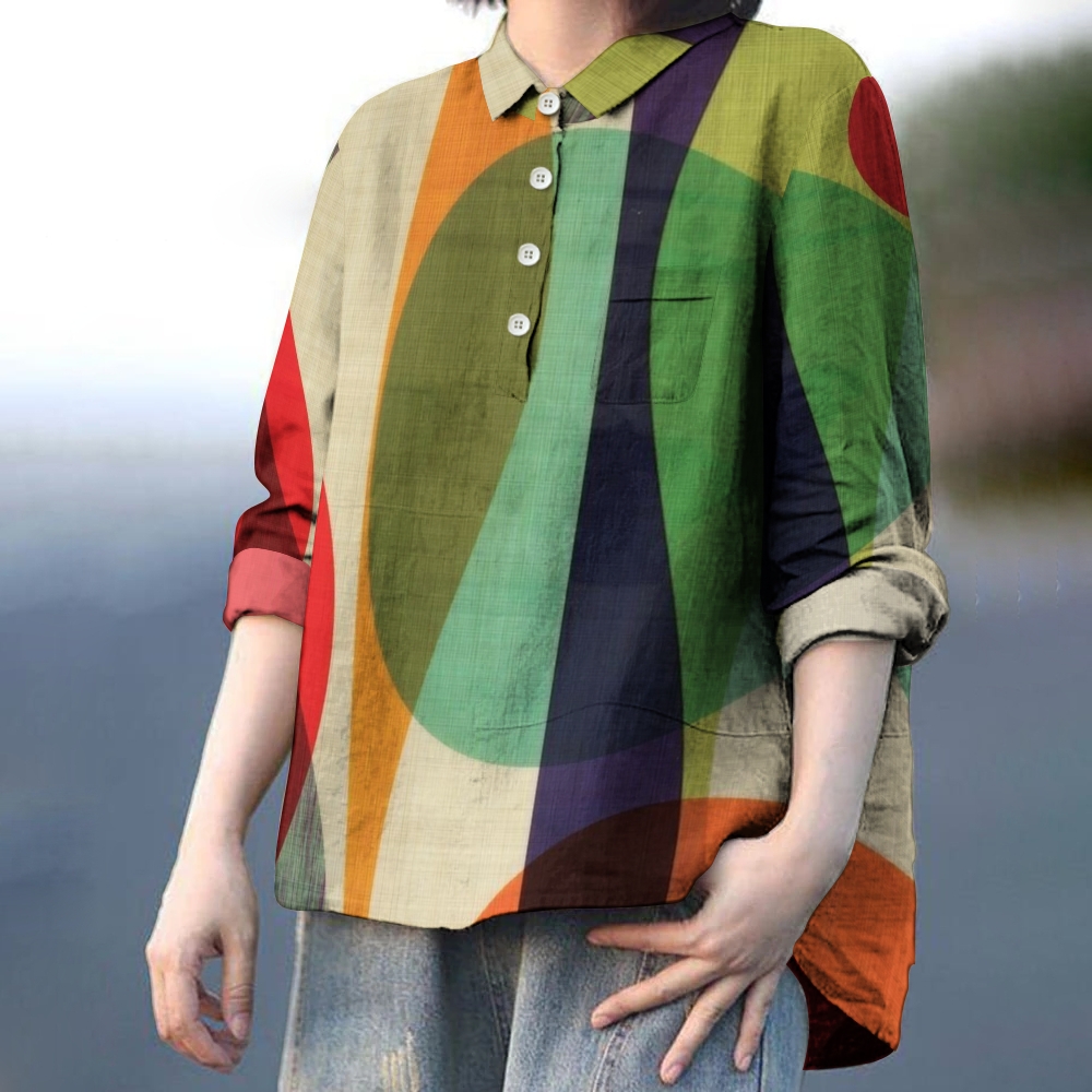 Women's Geometry Printed Casual Long Sleeve Shirt