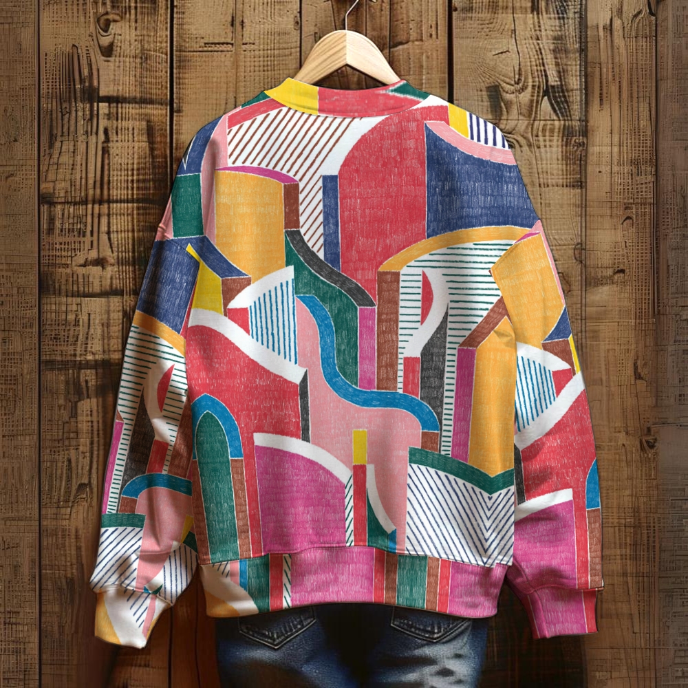 Unisex Geometric Splicing Printed Sweatshirt