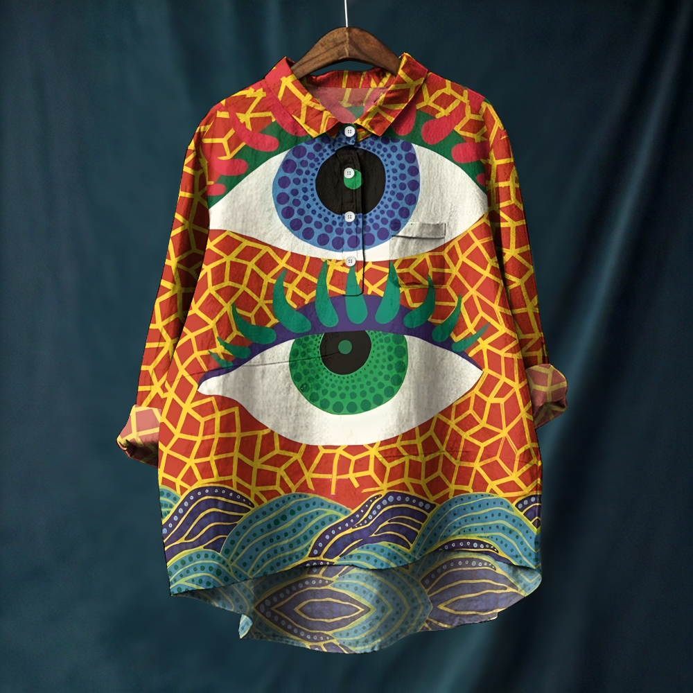 Women's Art Eyes Printed Casual Long Sleeve Shirt