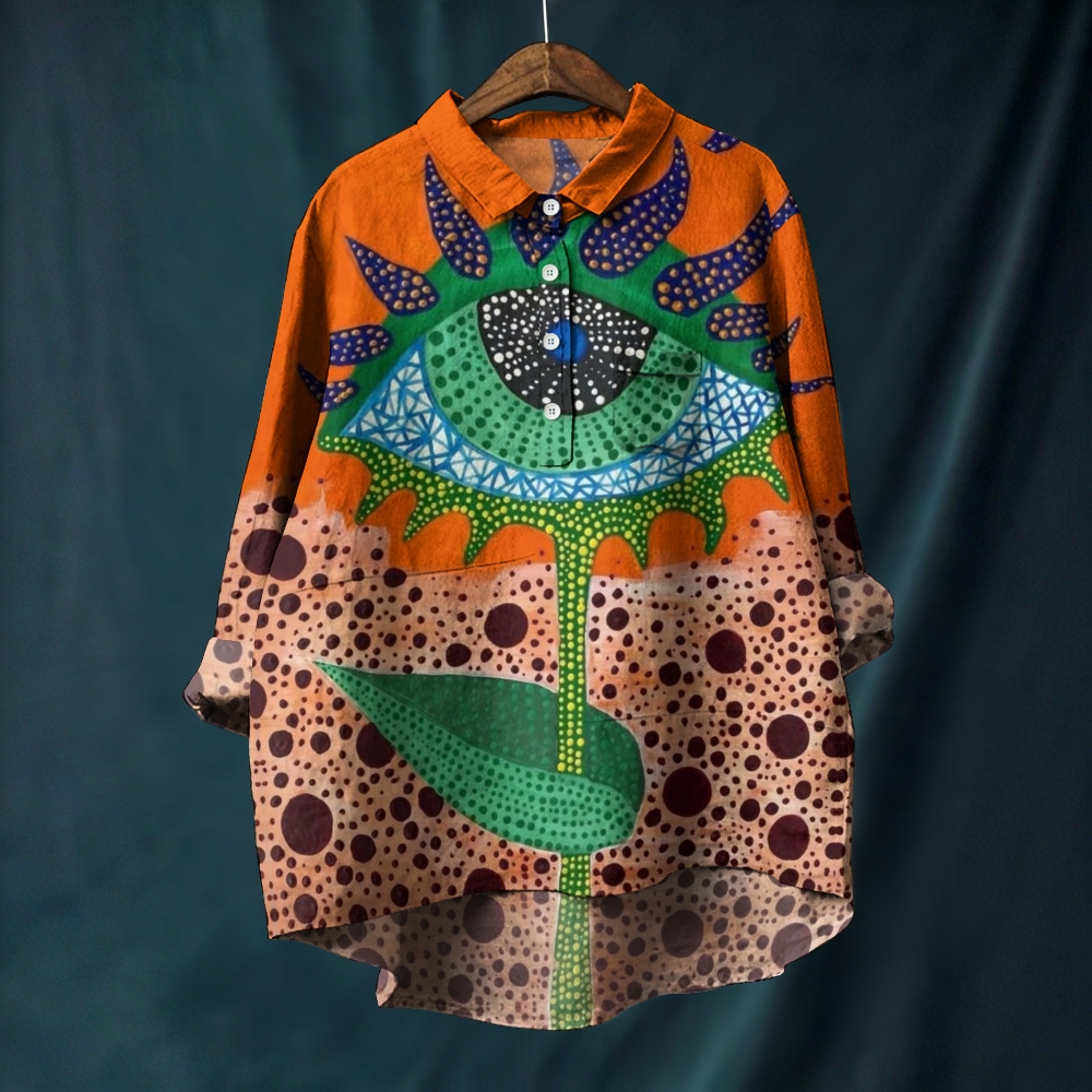 Women's Art Eyes Printed Casual Long Sleeve Shirt