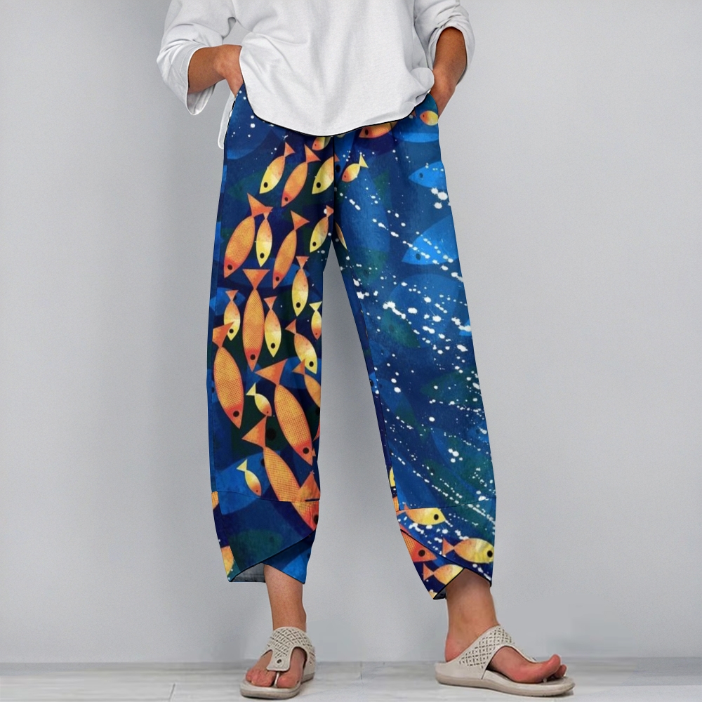 Women's Casual Colorful Fish Printed Pants