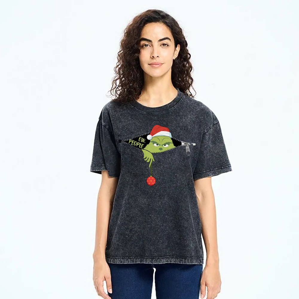 Unisex Christmas EW People Printed Washed Tee