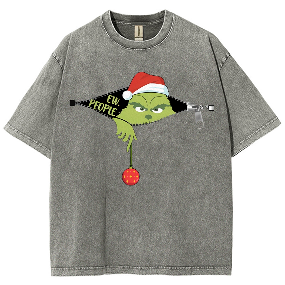 Unisex Christmas EW People Printed Washed Tee