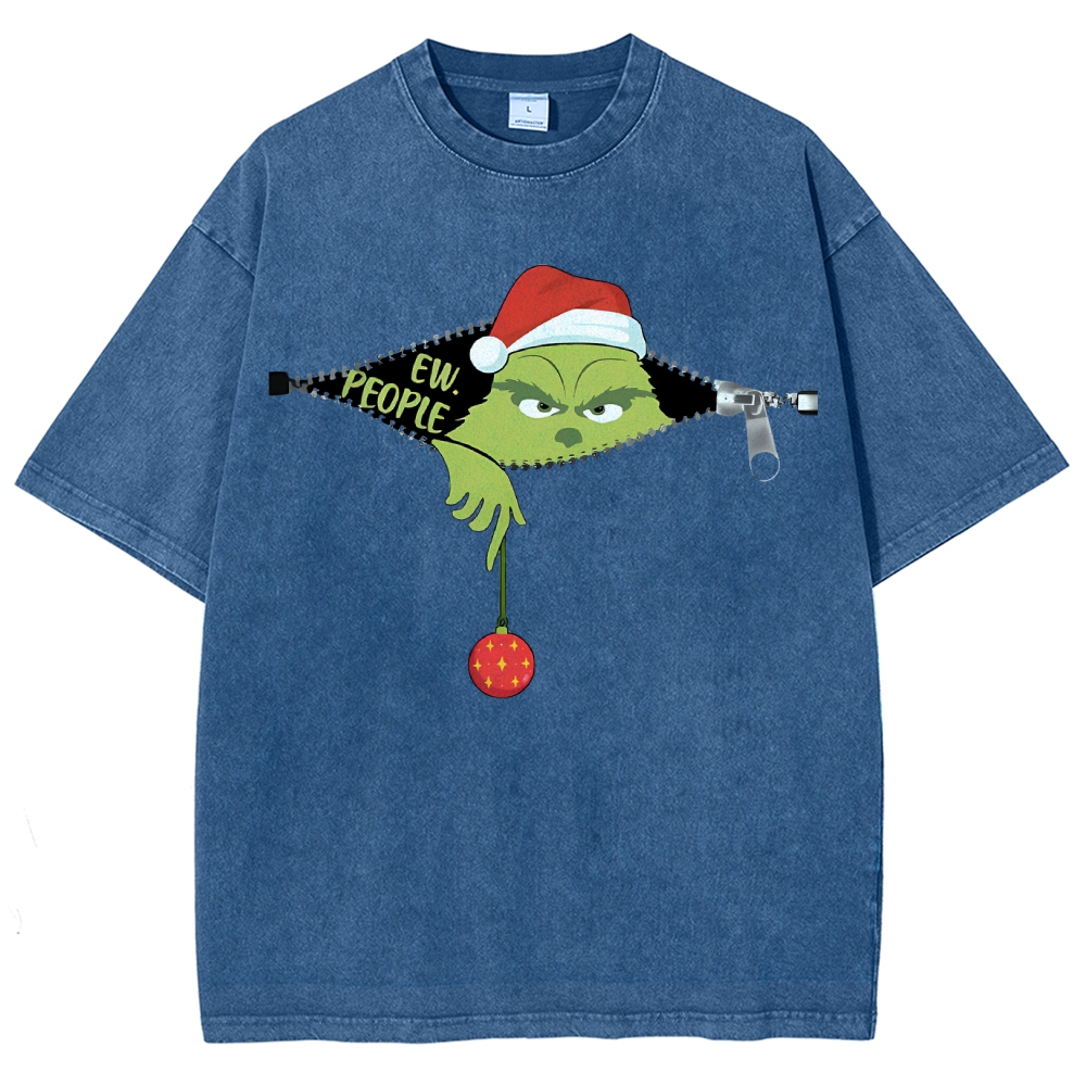 Unisex Christmas EW People Printed Washed Tee
