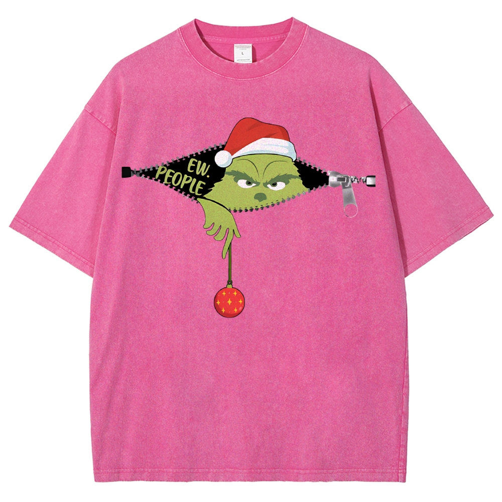 Unisex Christmas EW People Printed Washed Tee