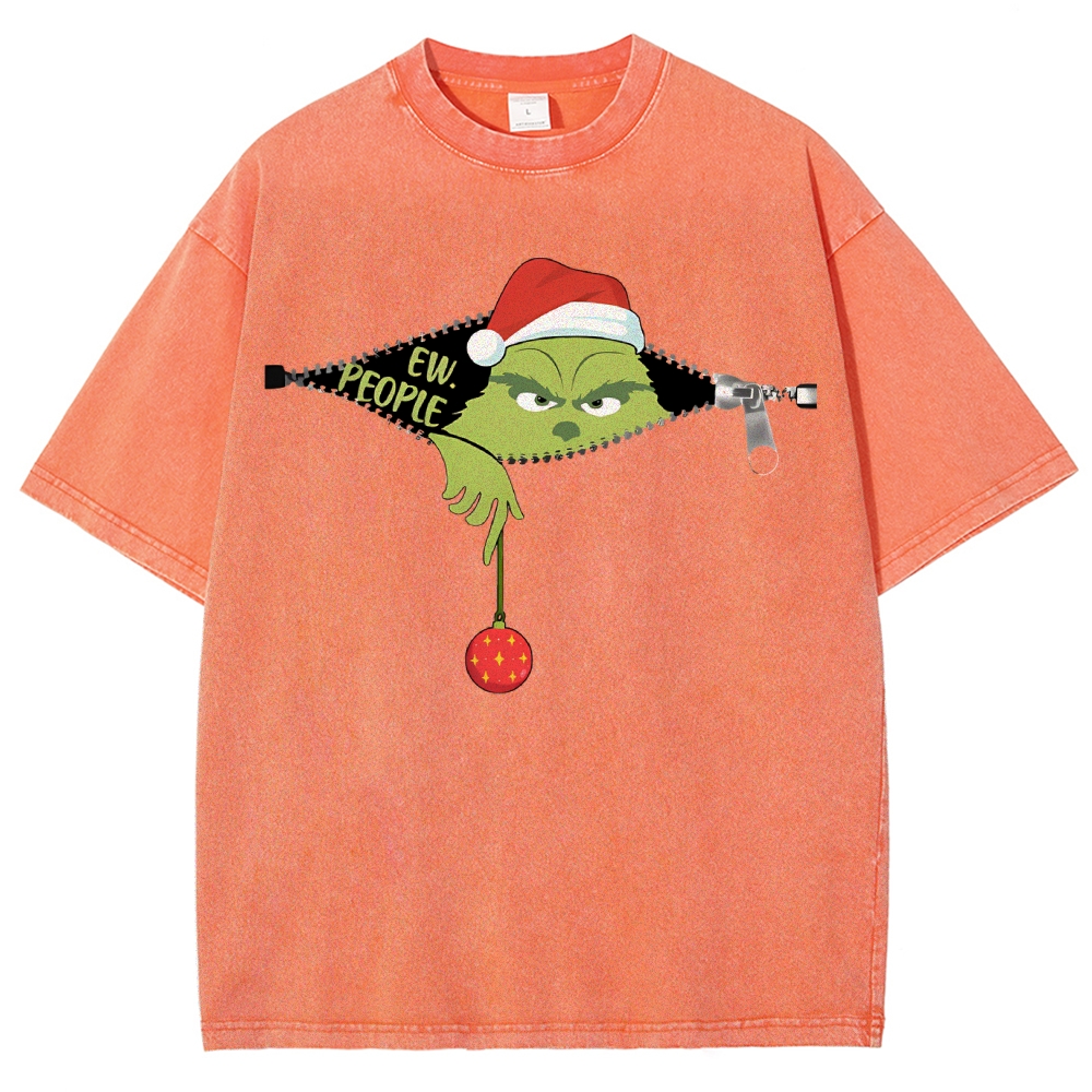Unisex Christmas EW People Printed Washed Tee