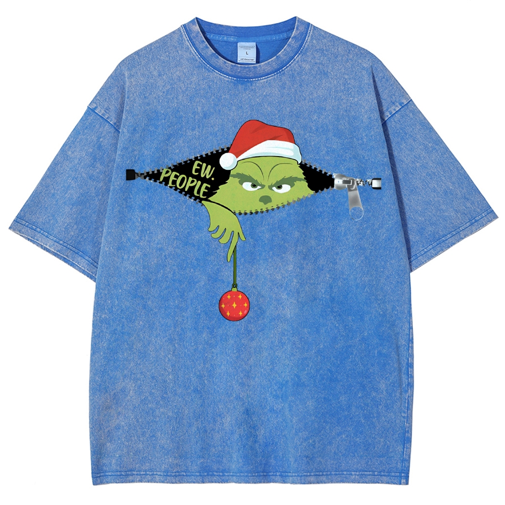 Unisex Christmas EW People Printed Washed Tee