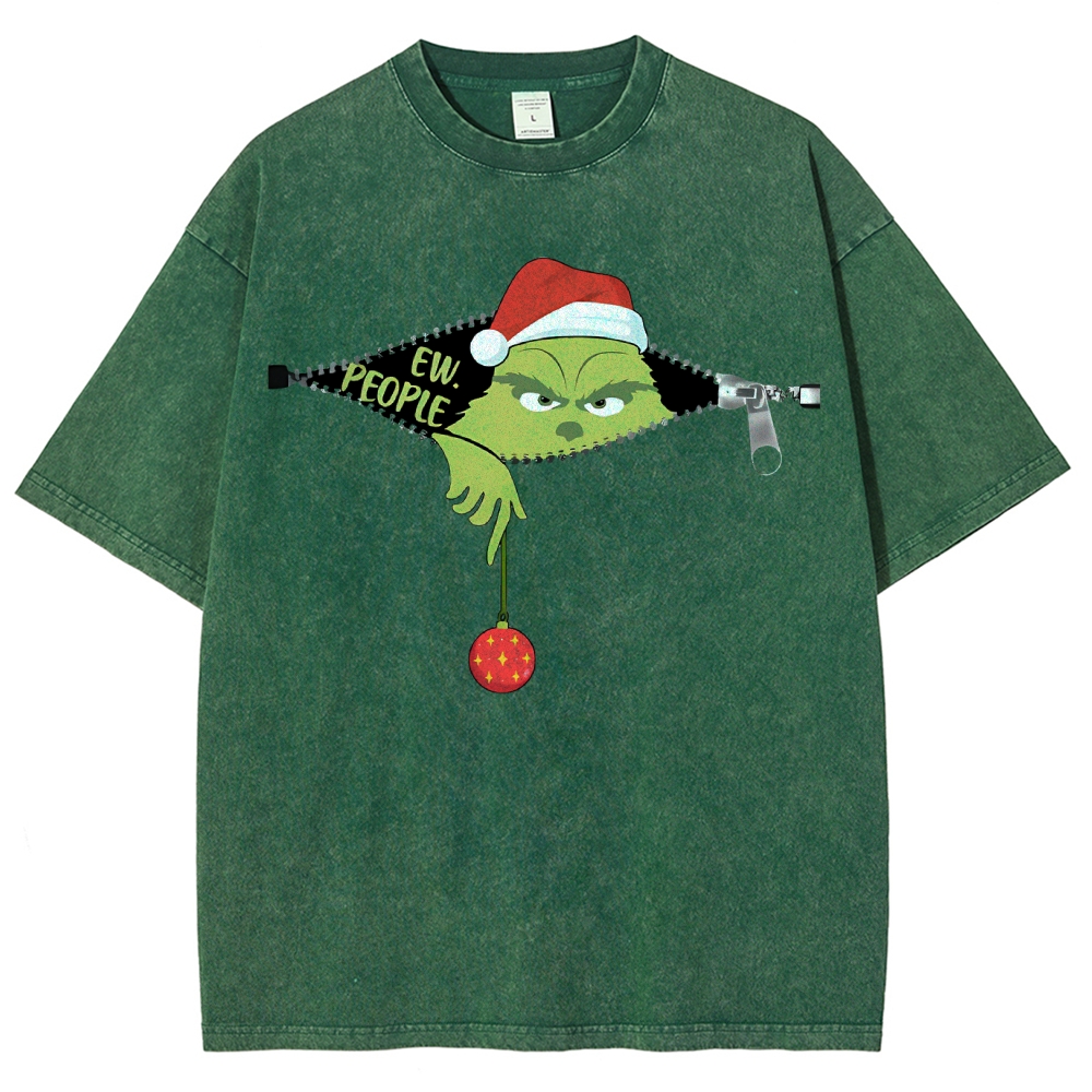 Unisex Christmas EW People Printed Washed Tee
