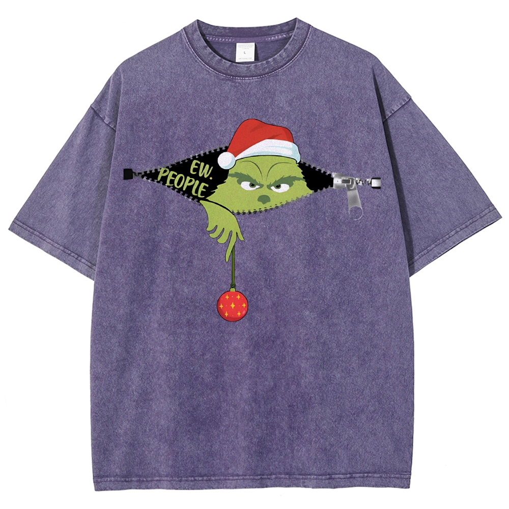 Unisex Christmas EW People Printed Washed Tee