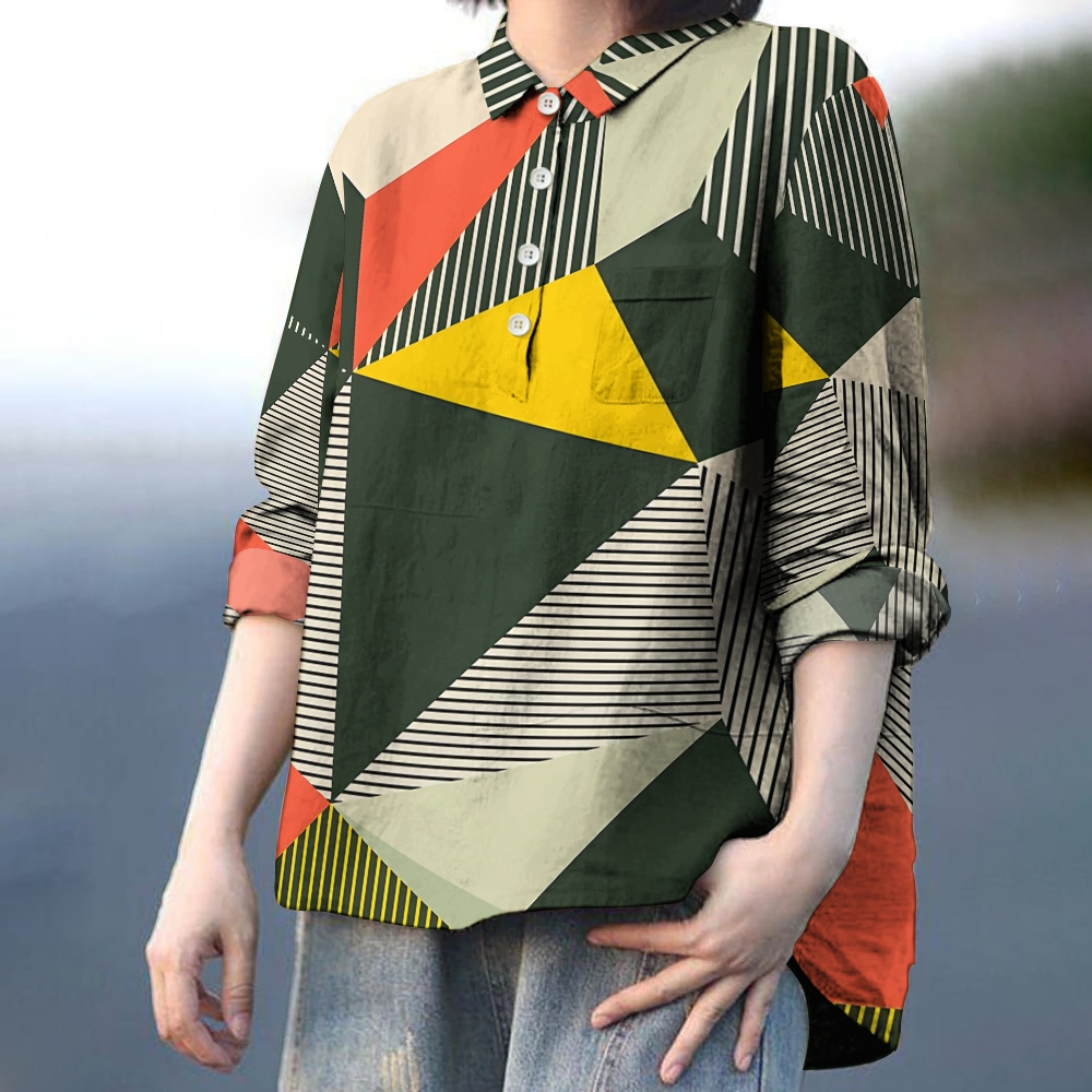 Women's Geometry Printed Casual Long Sleeve Shirt