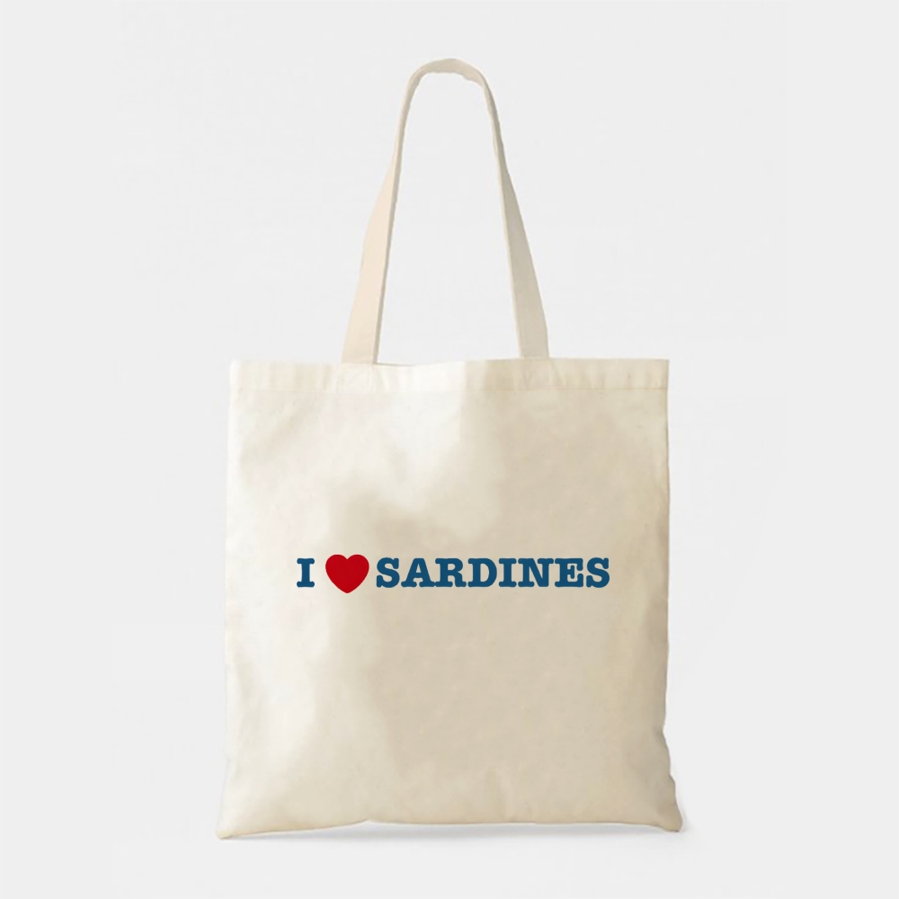 I Love Sardines Printed Tote Bag