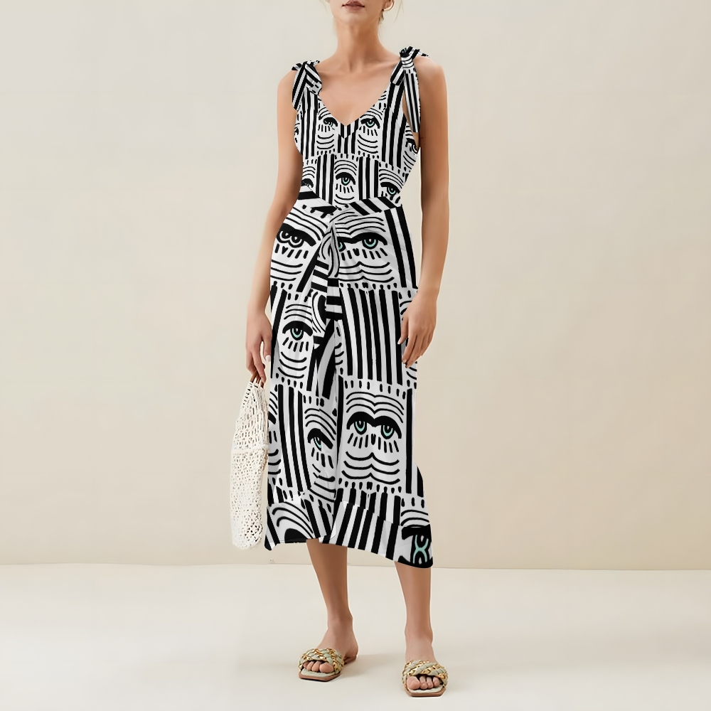 Casual Geometry Eye Printed One-Piece Swimsuit And Cover Up