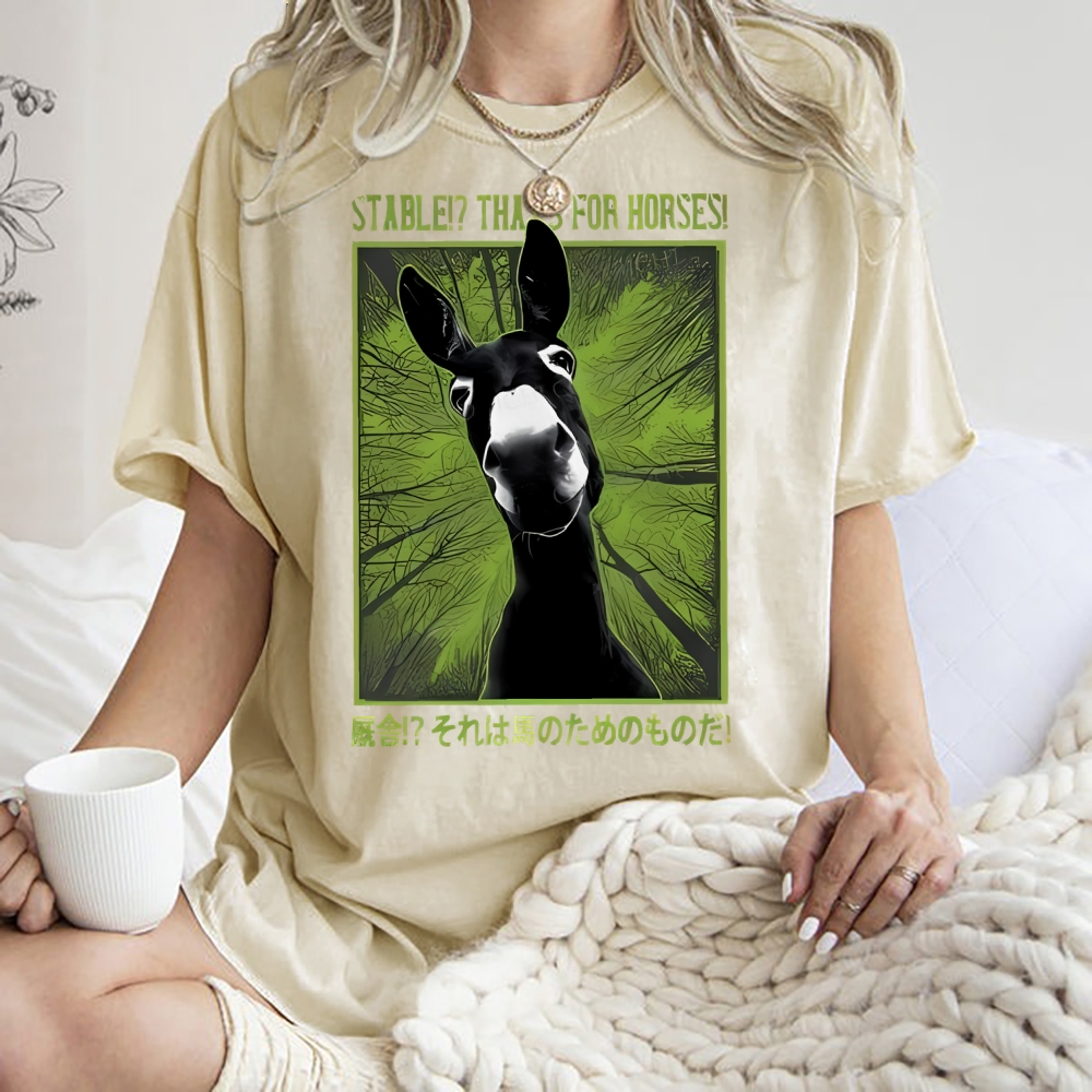 Unisex Donkey Printed Washed Tee