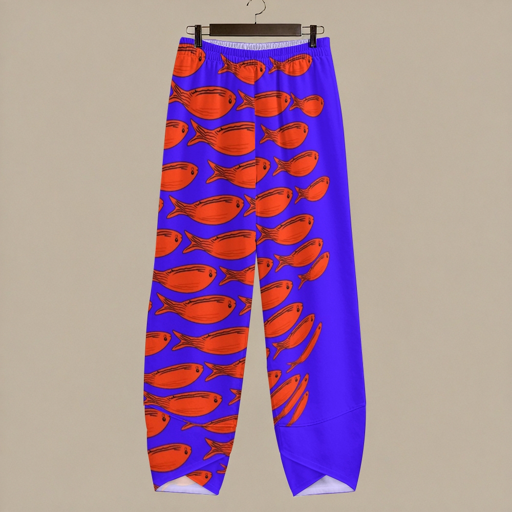 Women's Casual Red Fish Printed Pants