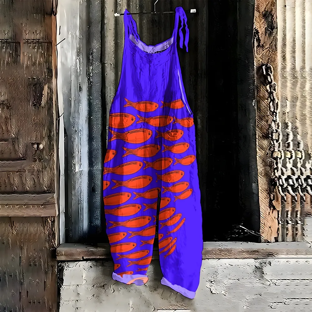 Women's Casual Red Fish Printed Pants