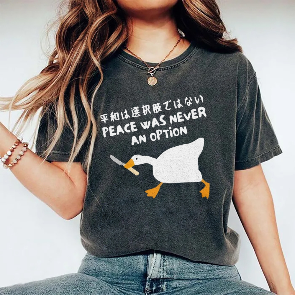 Unisex Goose Printed Washed Tee