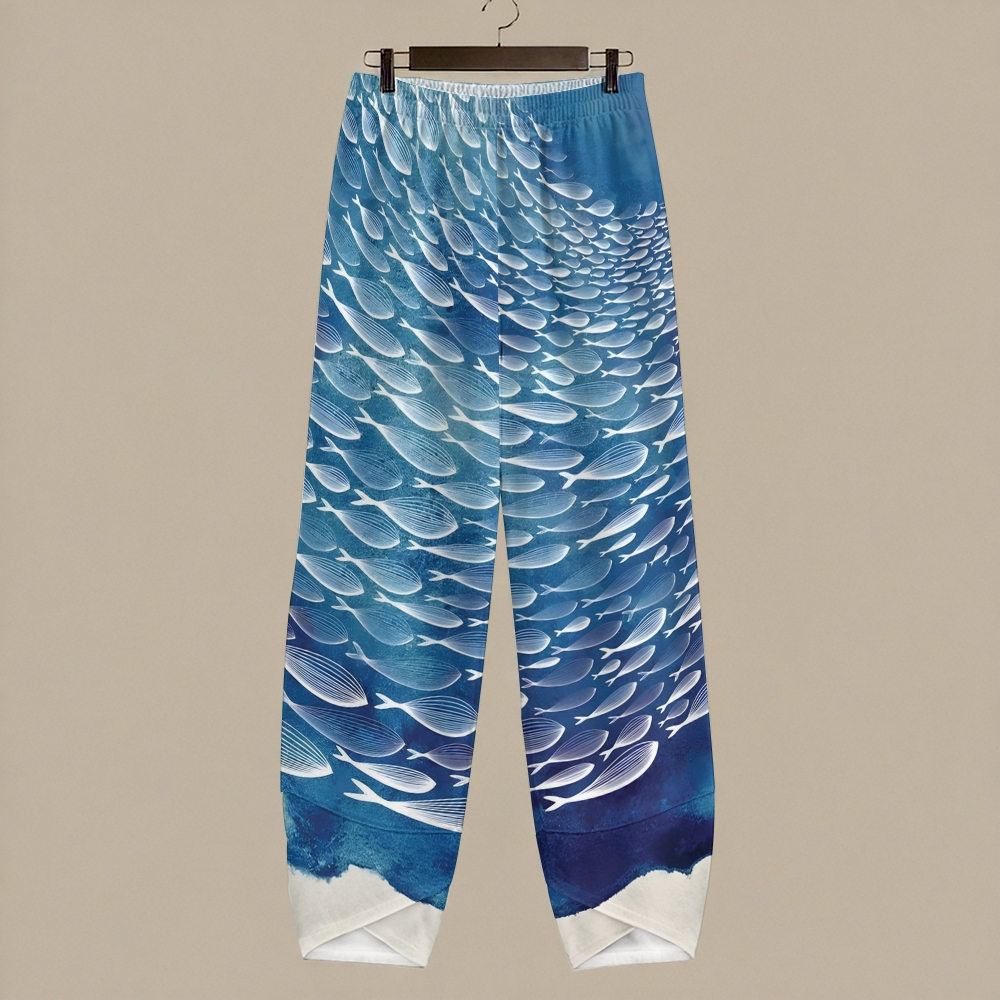 Women's Casual Striped Fish Printed Pants
