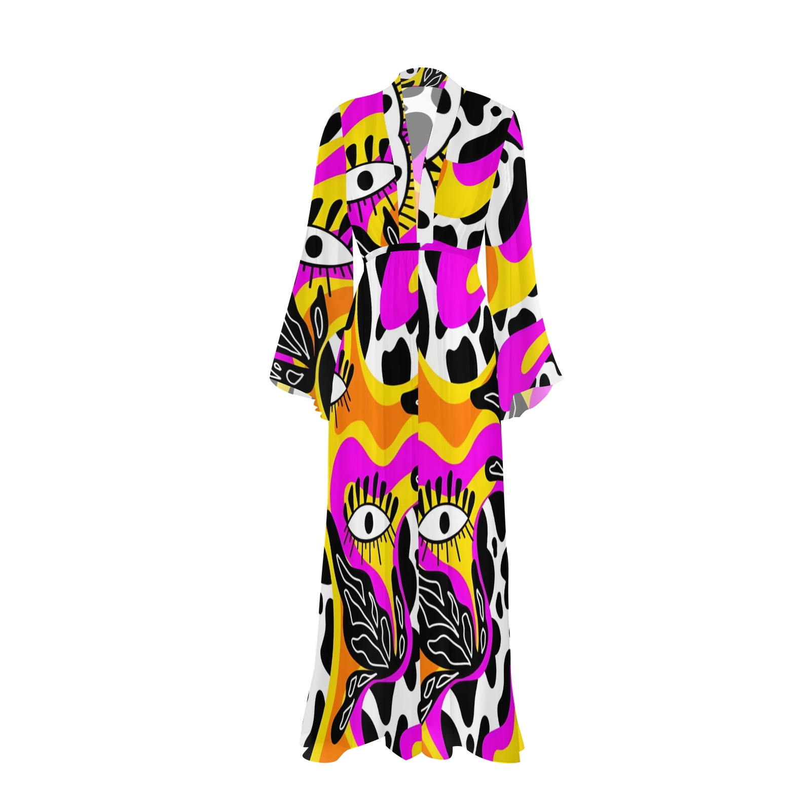 Abstract Art Eyes Printed One-piece Swimsuit And Beach Kimono