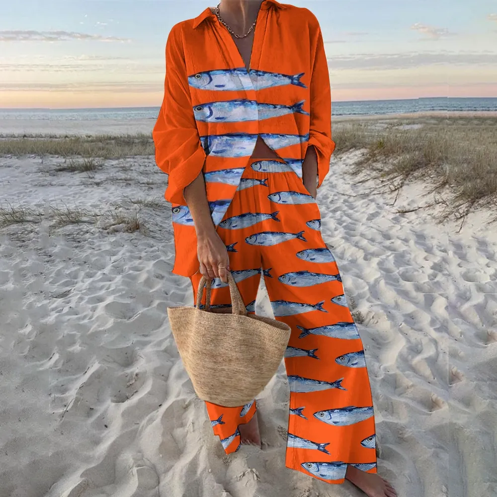 Women's Casual Sardines Printed   Pants