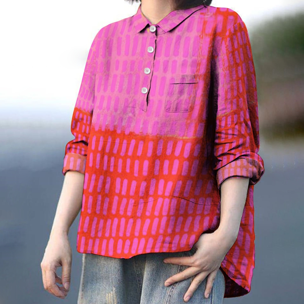 Women's Gradient Geometry Printed Casual Long Sleeve Shirt