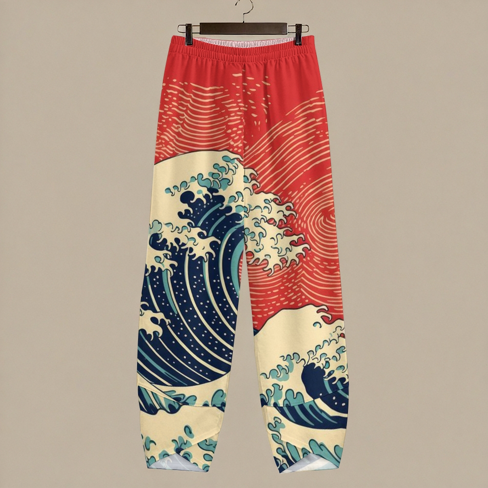 Women's Casual Japanese Wave  Printed Pants