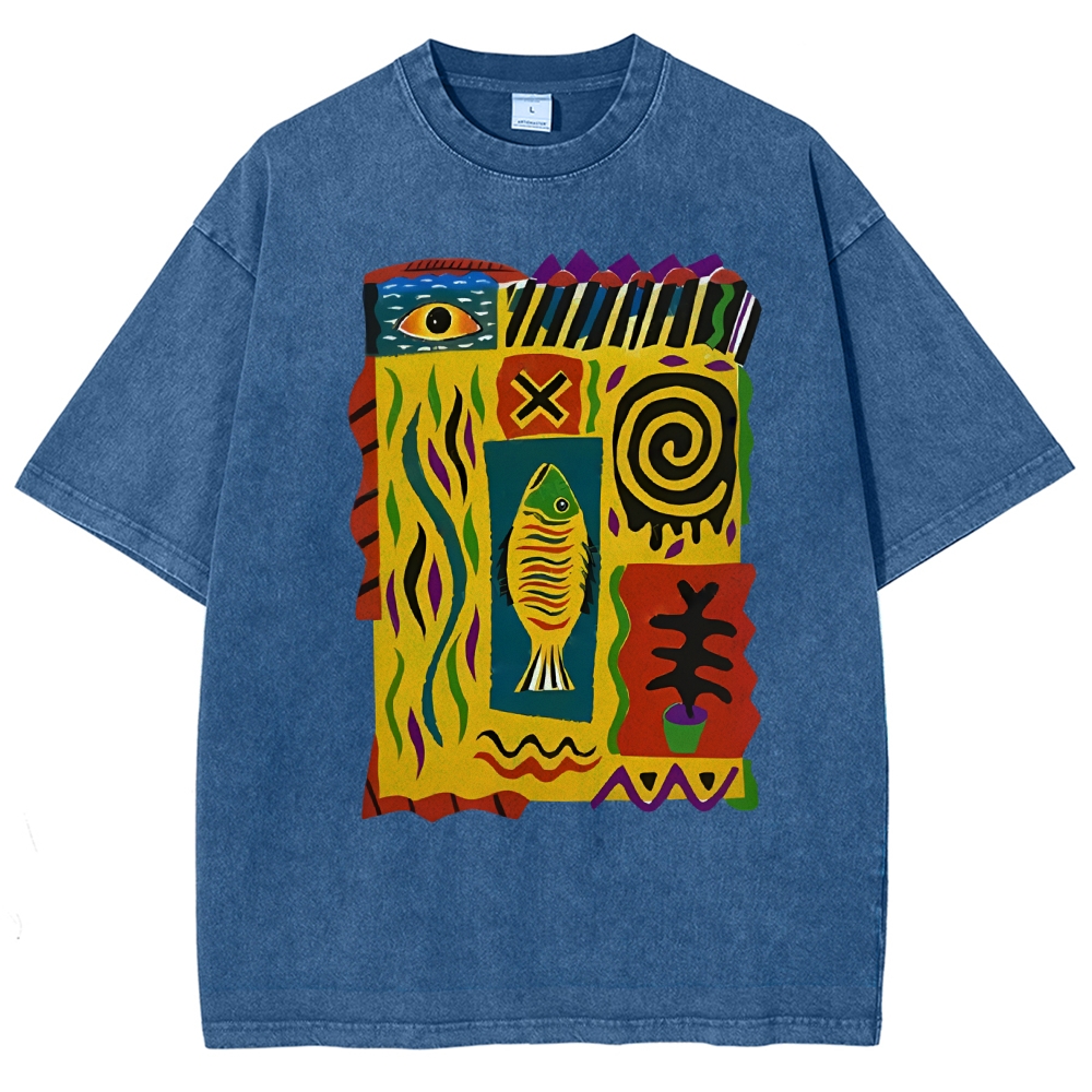 Childhood Colors Art Design Unisex Washed T-shirt