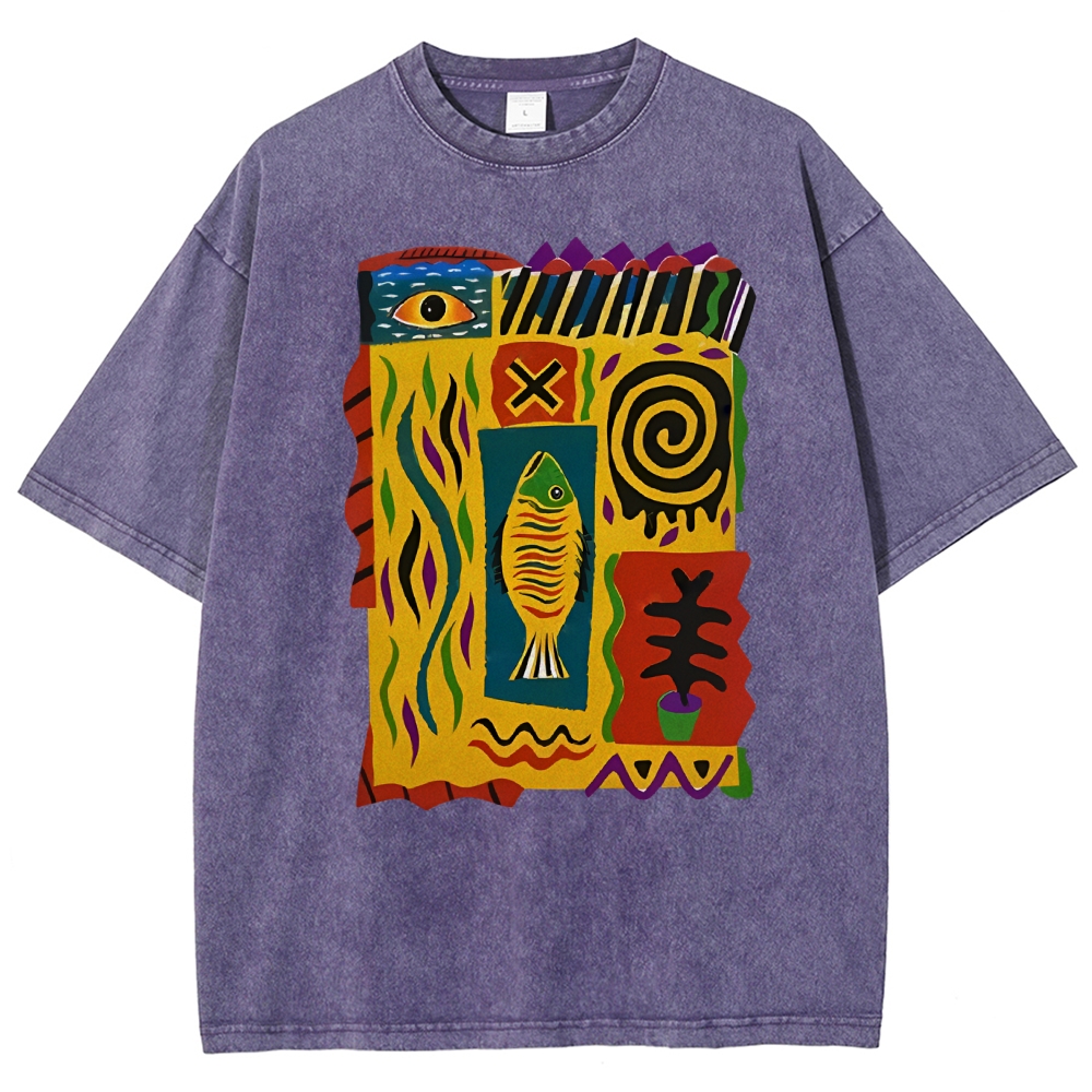 Childhood Colors Art Design Unisex Washed T-shirt