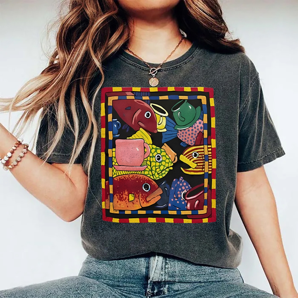 Sea Portrait Art Design Unisex Washed T-shirt