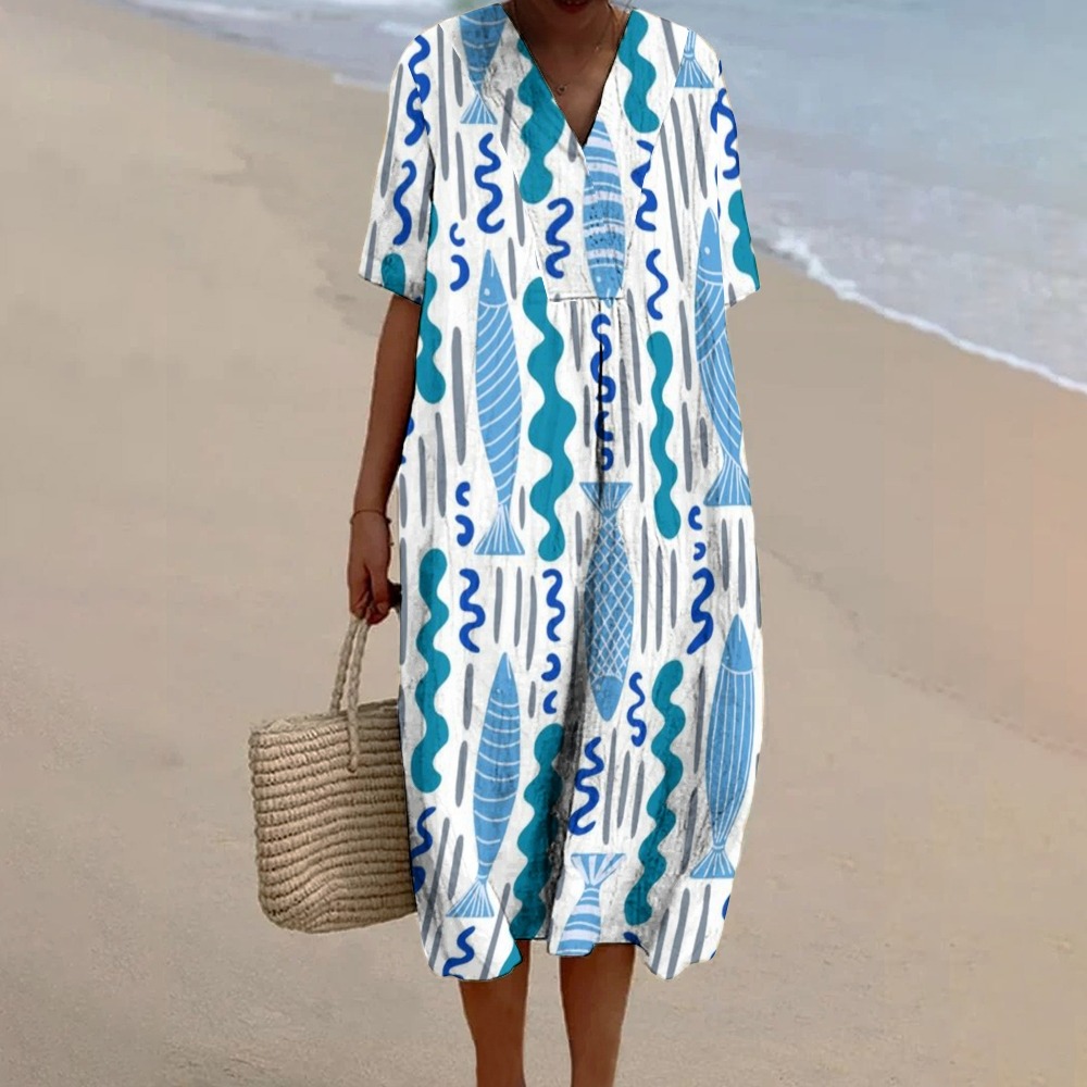 Women's Casual Stripe Fish Printed Pants