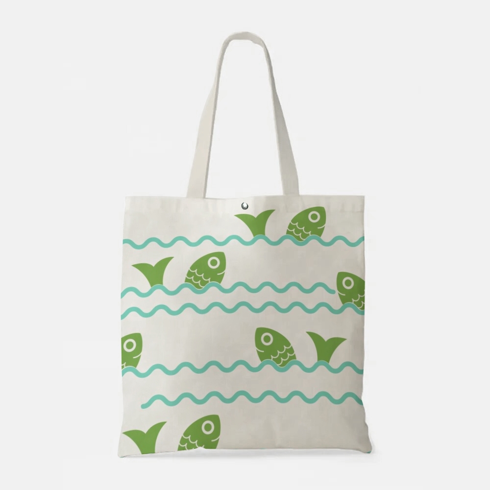 Wave Fish Printed Tote Bag