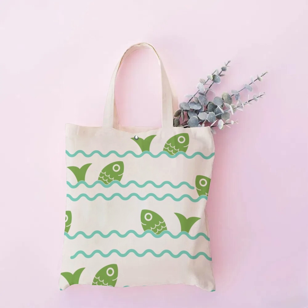 Wave Fish Printed Tote Bag