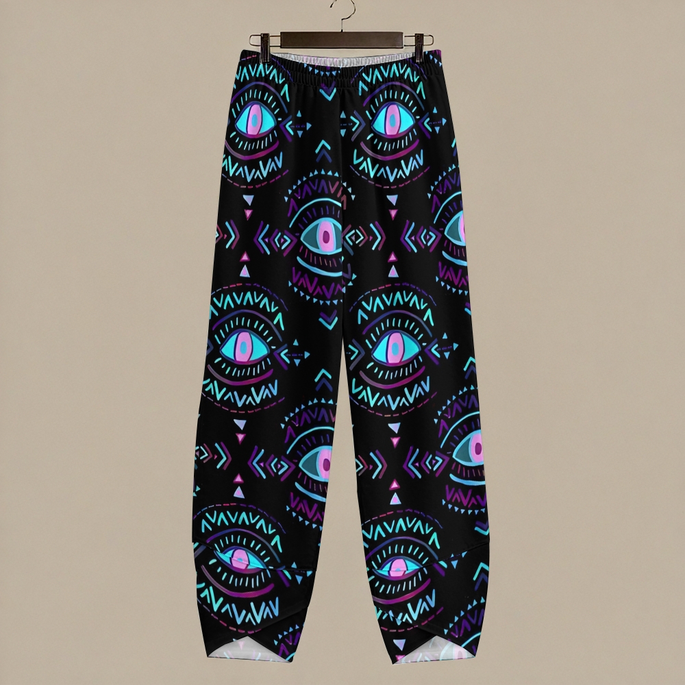 Women's Casual Abstract Geometric Eyes Printed Pants