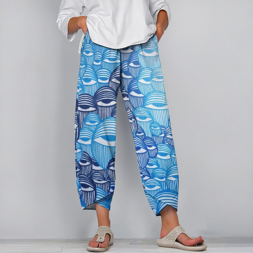 Women's Casual Abstract Geometric Eyes Printed Pants