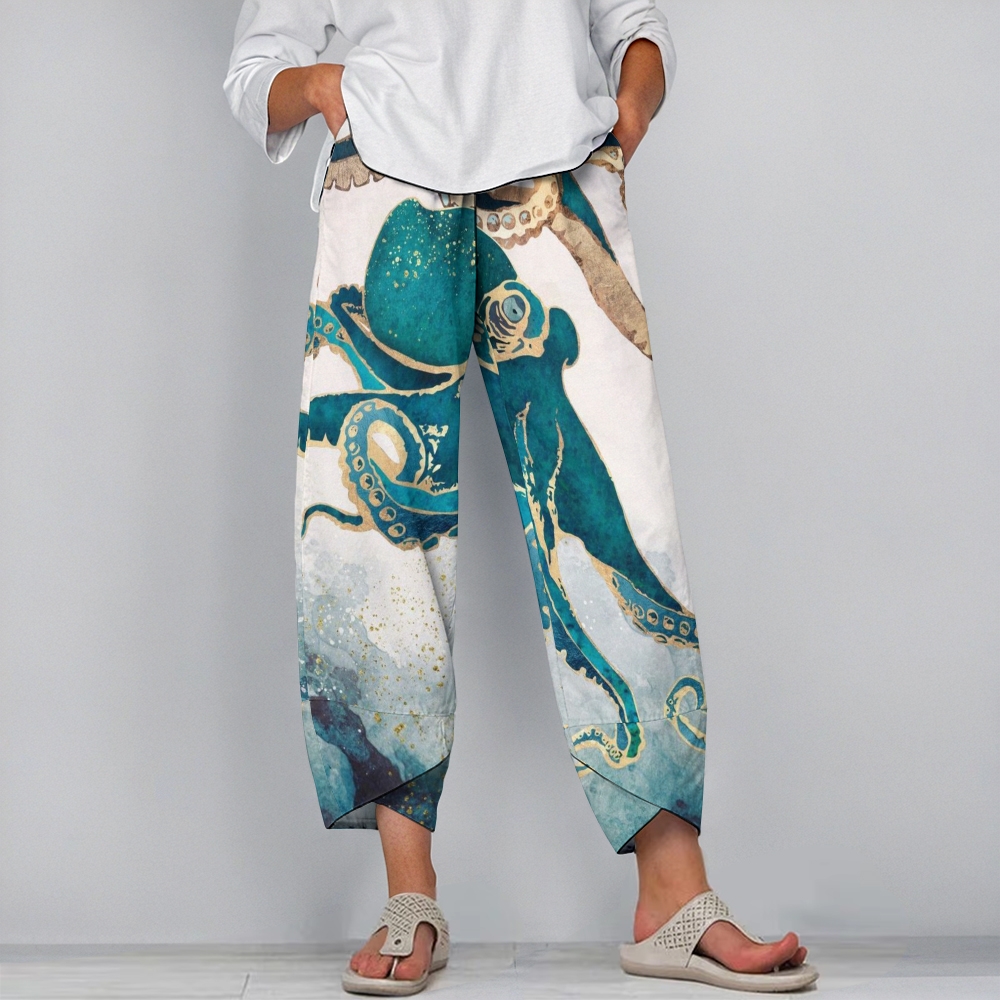 Women's Casual Art Octopus Printed Pants
