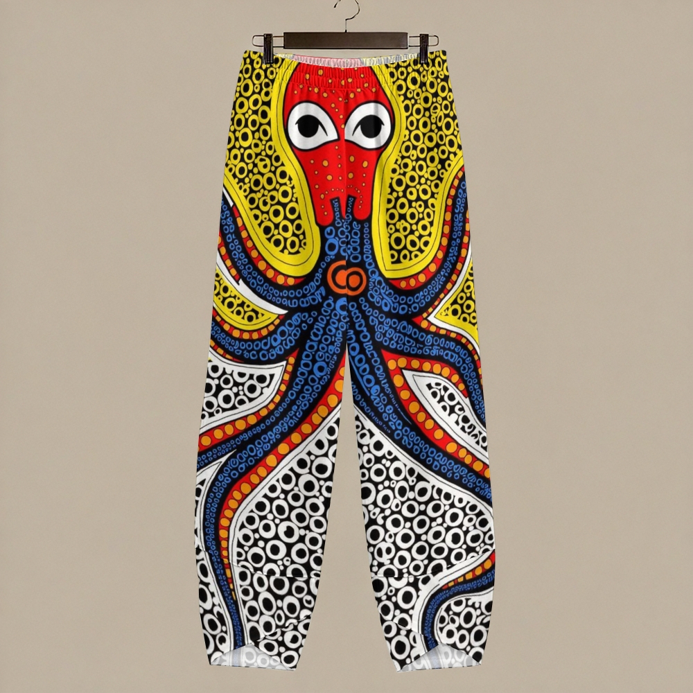 Women's Casual Artistic Polka Dot Octopus Printed Pants