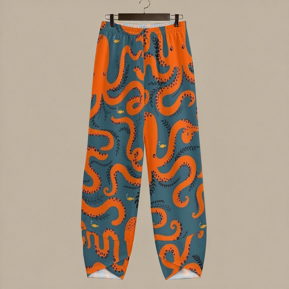 Women's Casual Cartoon Octopus Printed Pants