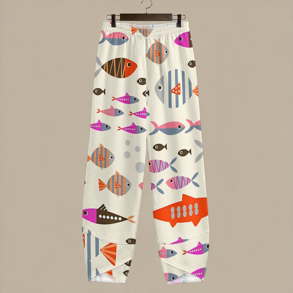 Women's Casual Colorful Geometric Fish Printed Pants