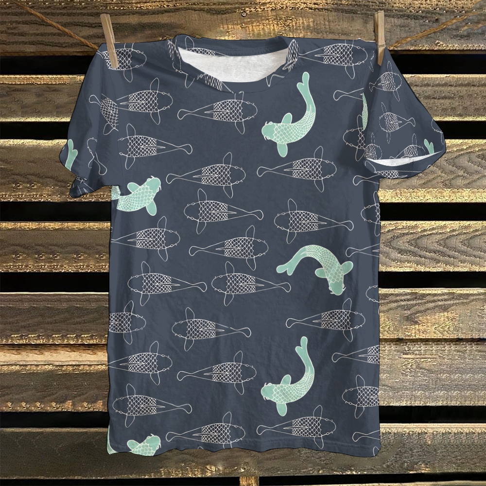 Women's Koi Printed Round Neck T-Shirt